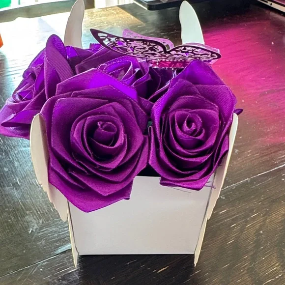 Purple Rose Bouquet with Purple Butterfly Accent - Picture 4 of 4